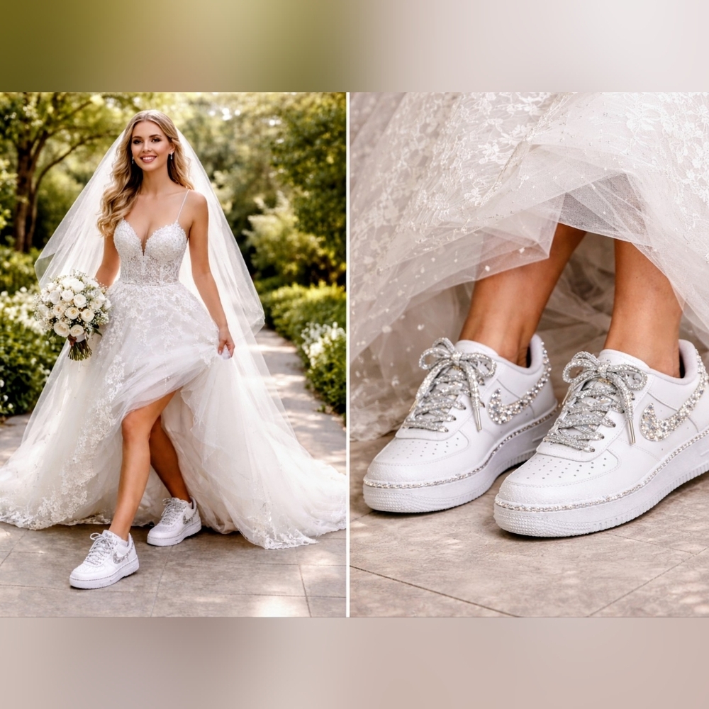 Custom Bridal Nike Air Force 1 '07 –  Wedding Sneakers – Blind Bridal Shoes